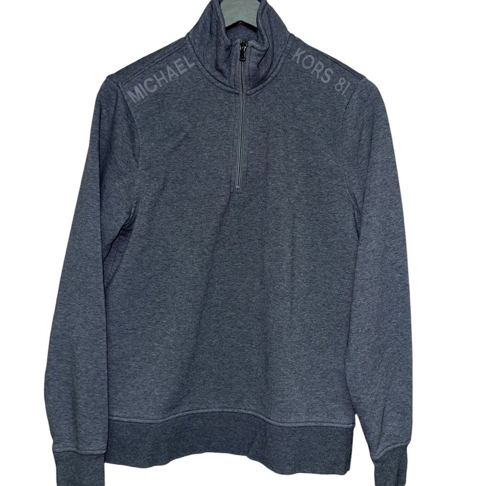 Michael Kors 1/4 Zip Grey Sweatshirt Spell Out Men's Size Medium